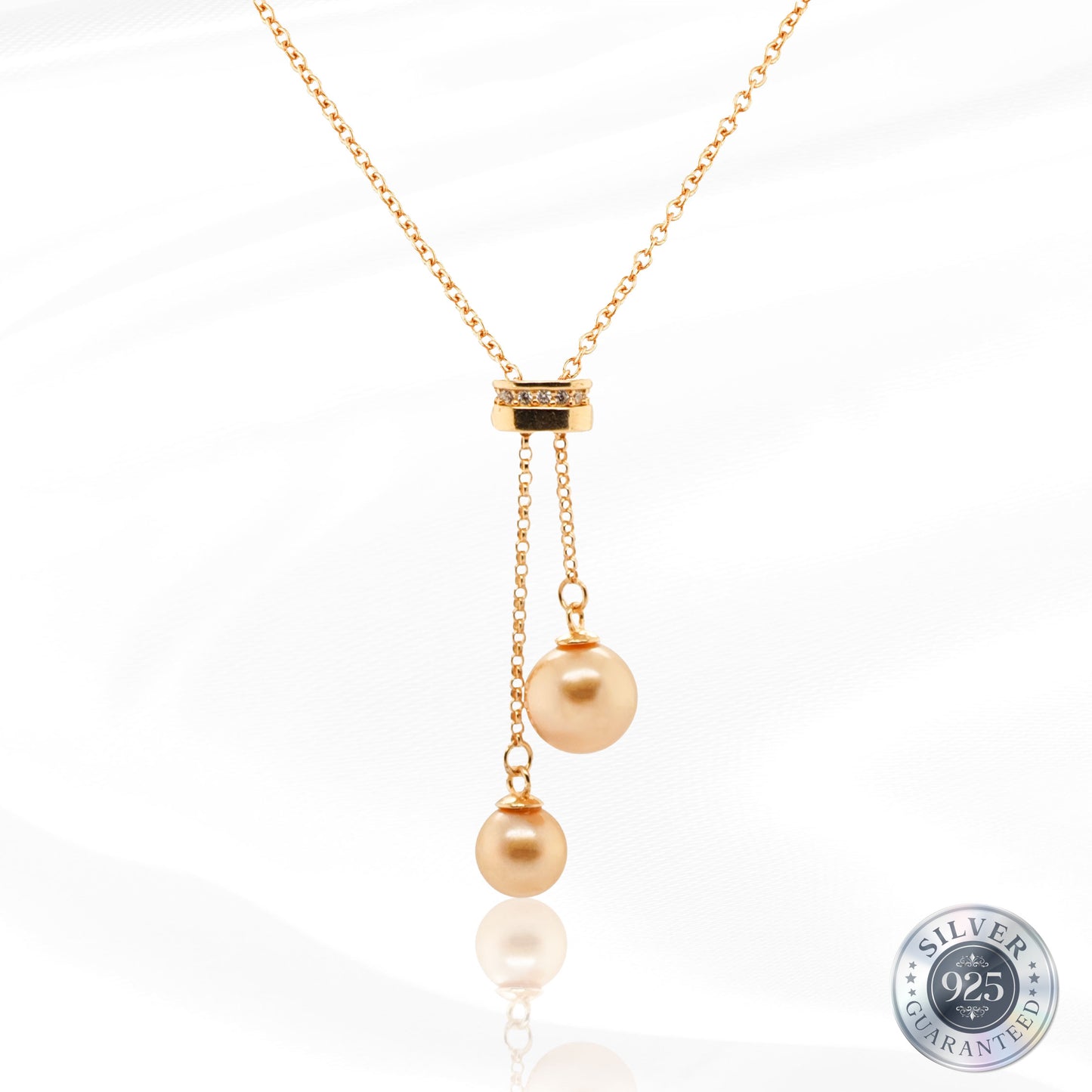 South Sea Gold Pearl Pendant with Adjustable Silver Chain