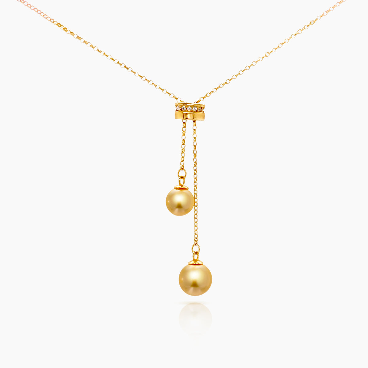 Golden South Sea Pearl Lariat Necklace – 925 Silver