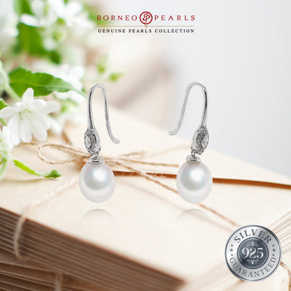 Silver Drop Pearl Earring