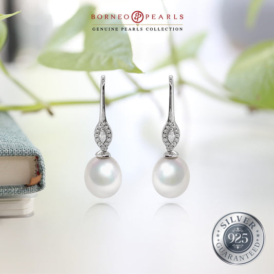 Silver Drop Pearl Earring