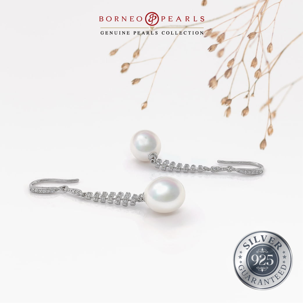 Elegant Drop Pearl Earrings in 925 Silver