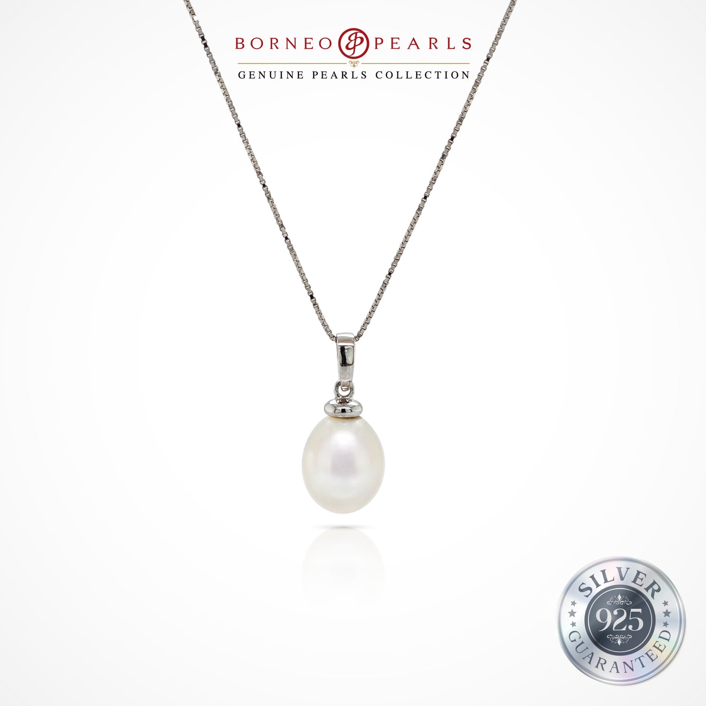 Refined Glow Pearl Drop Pendant in 925 Silver