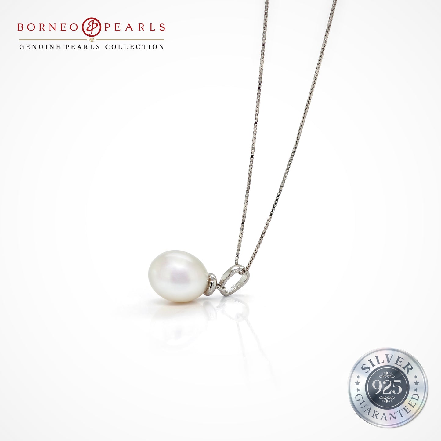 Refined Glow Pearl Drop Pendant in 925 Silver