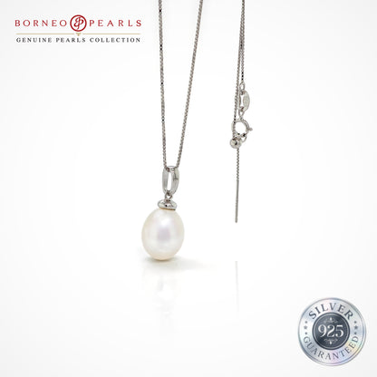 Refined Glow Pearl Drop Pendant in 925 Silver