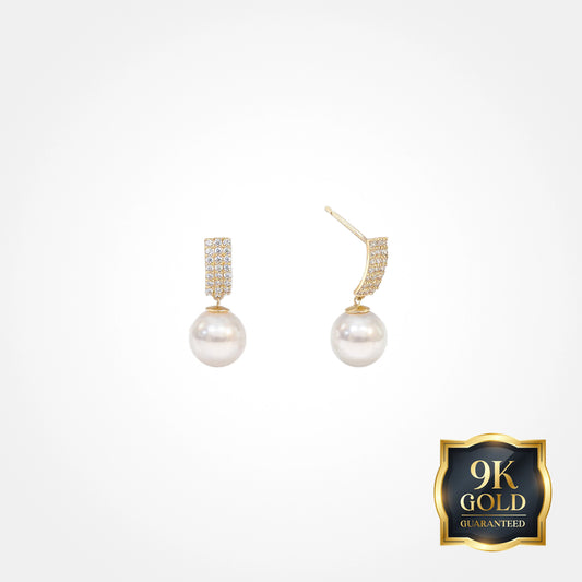 9K Gold 7mm Round Pearl Earring