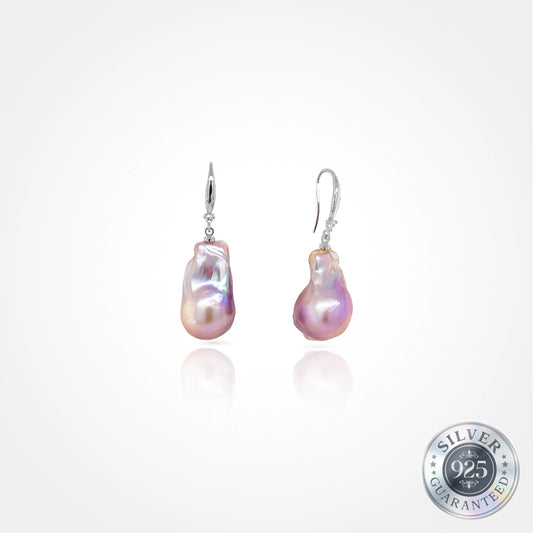 925 Silver Baroque Lavender Pearl Earring