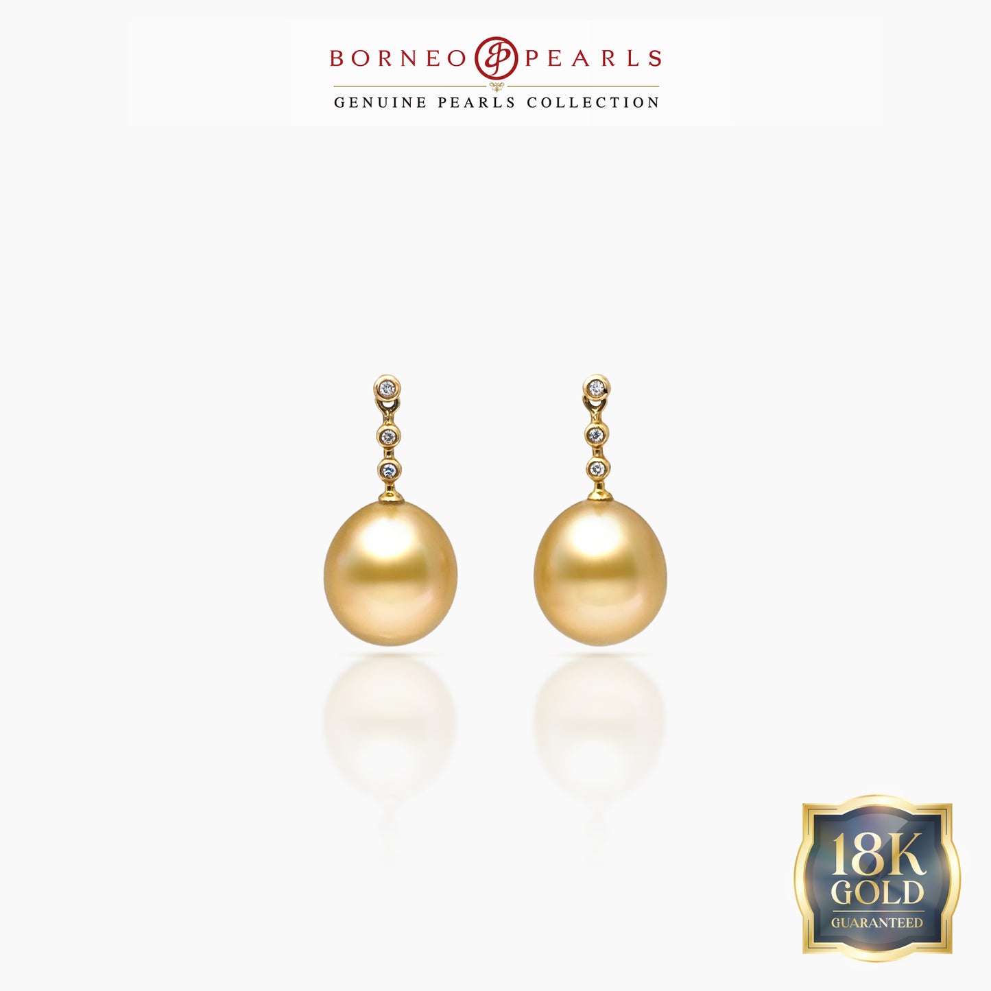 South Sea Pearl Earrings (10.5–11mm, 18K Yellow Gold with Diamond)