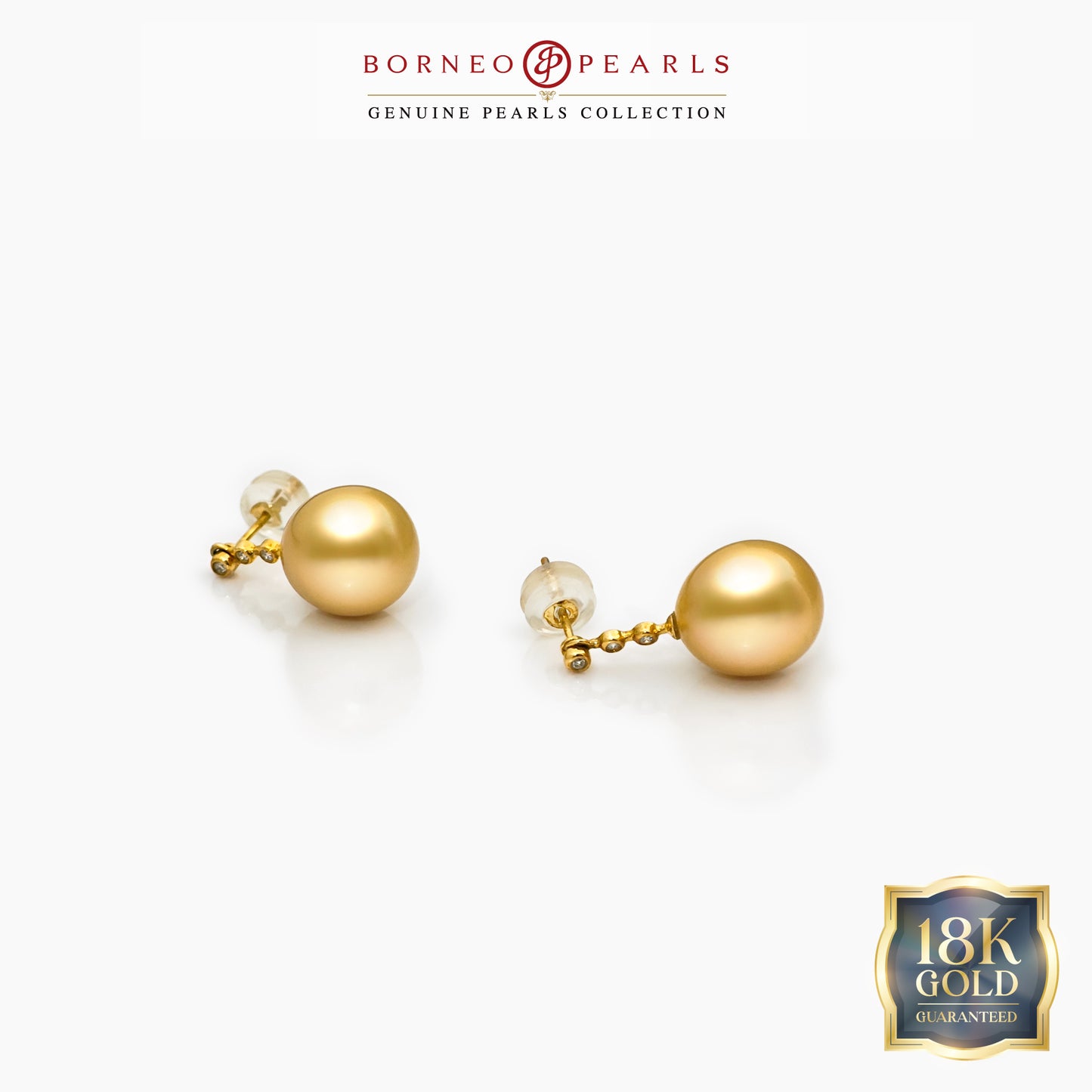 South Sea Pearl Earrings (10.5–11mm, 18K Yellow Gold with Diamond)