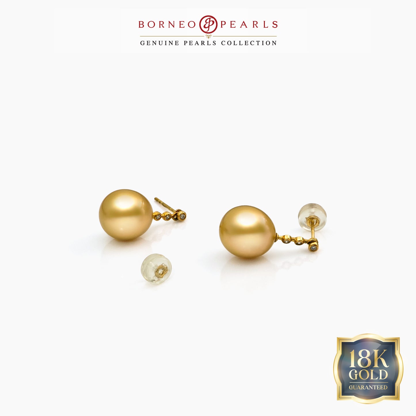 South Sea Pearl Earrings (10.5–11mm, 18K Yellow Gold with Diamond)