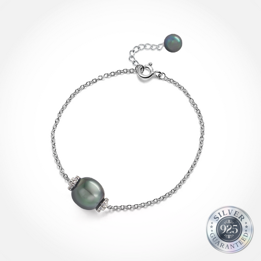 9-10mm Tahitian Pearl Cascade Bracelet in 925 Silver