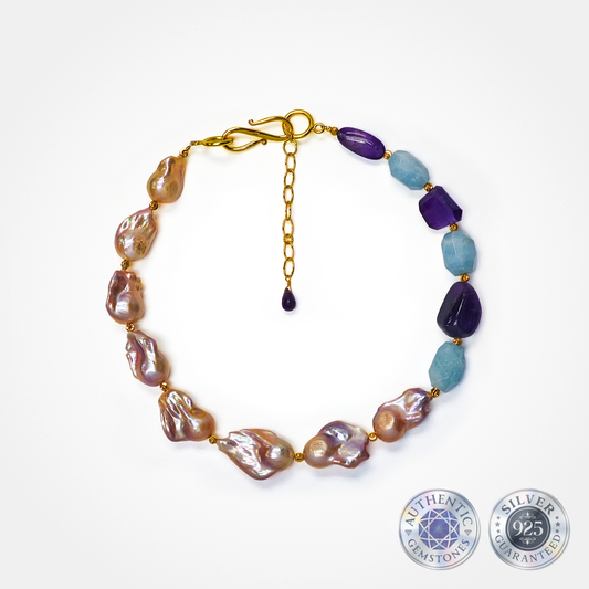 Baroque Aquamarine & Amethyst Necklace