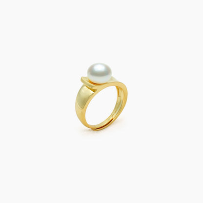 Sculpted Pearl Adjustable Ring