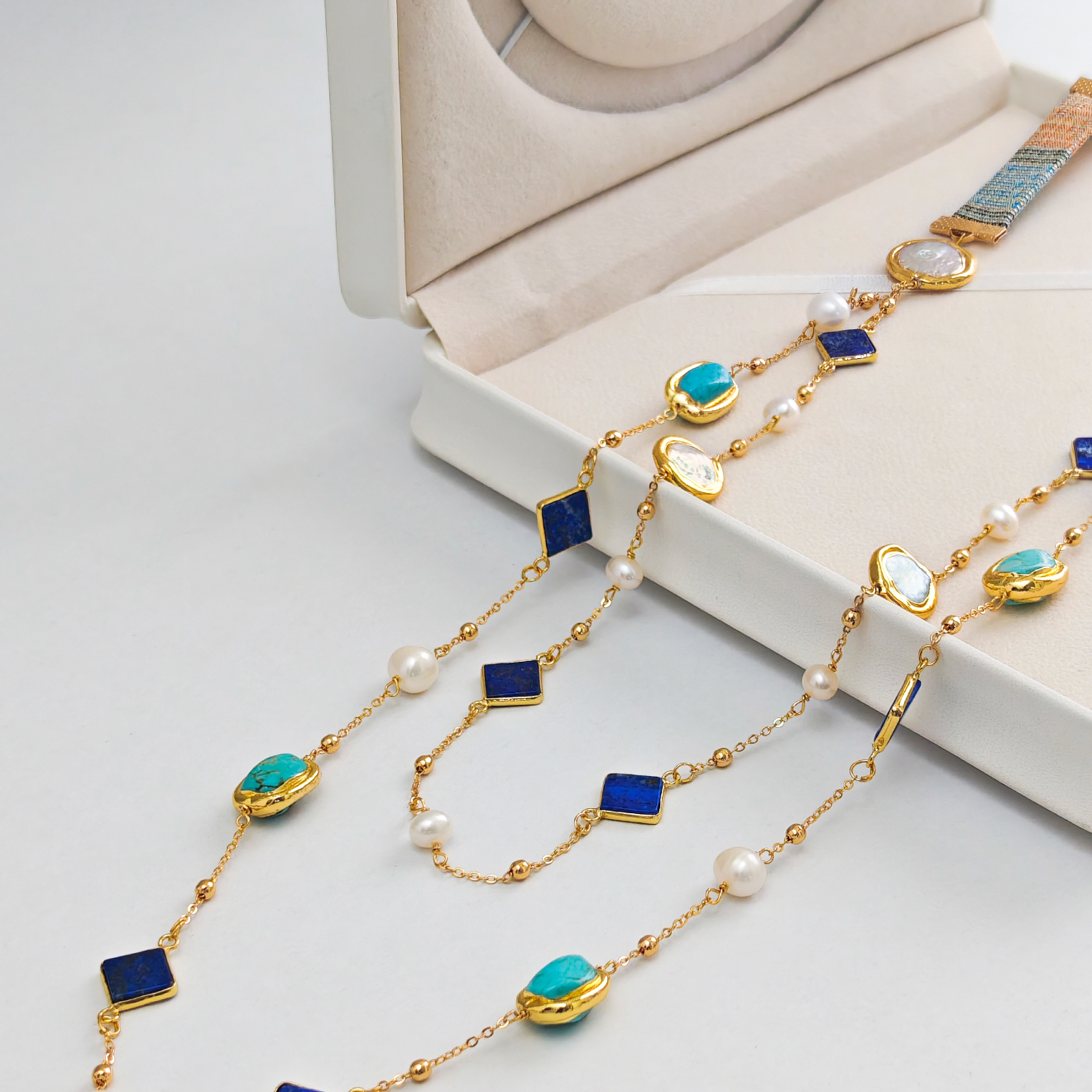 42" Songket Symphony Gemstone Necklace