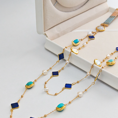 42" Songket Symphony Gemstone Necklace