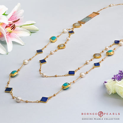 42" Songket Symphony Gemstone Necklace