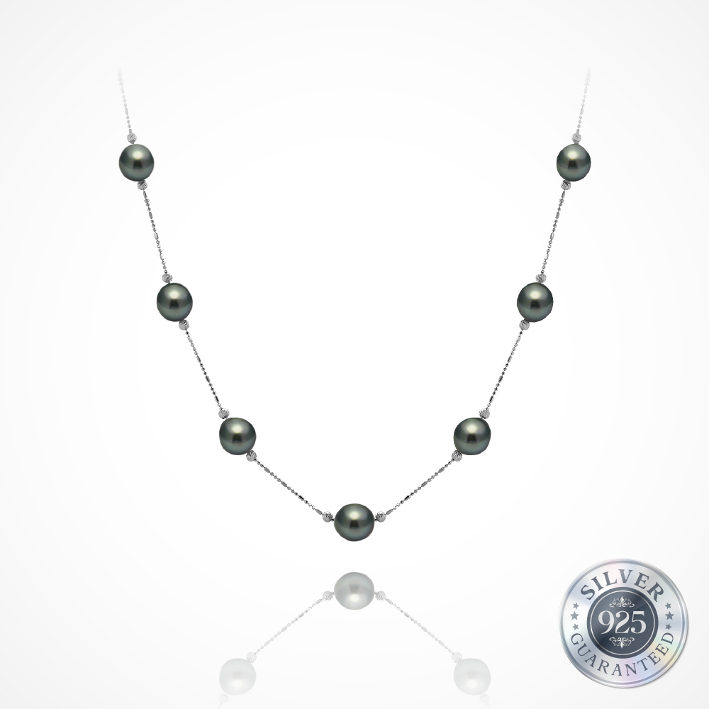 Cahaya Malam Tahitian Pearl Adjustable Necklace in 925 Silver