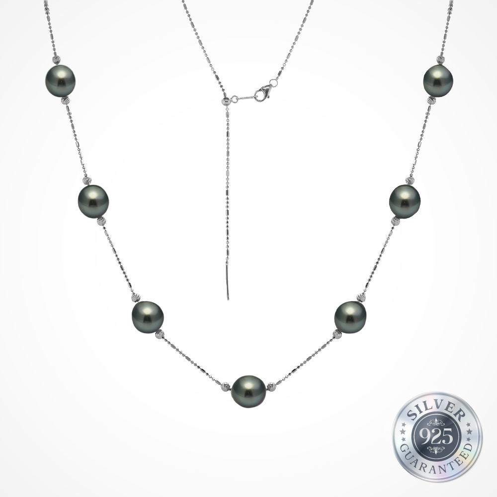 Cahaya Malam Tahitian Pearl Adjustable Necklace in 925 Silver