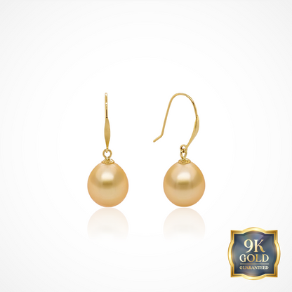 Sri Emas Golden South Sea Pearl Earrings in 9K Yellow Gold