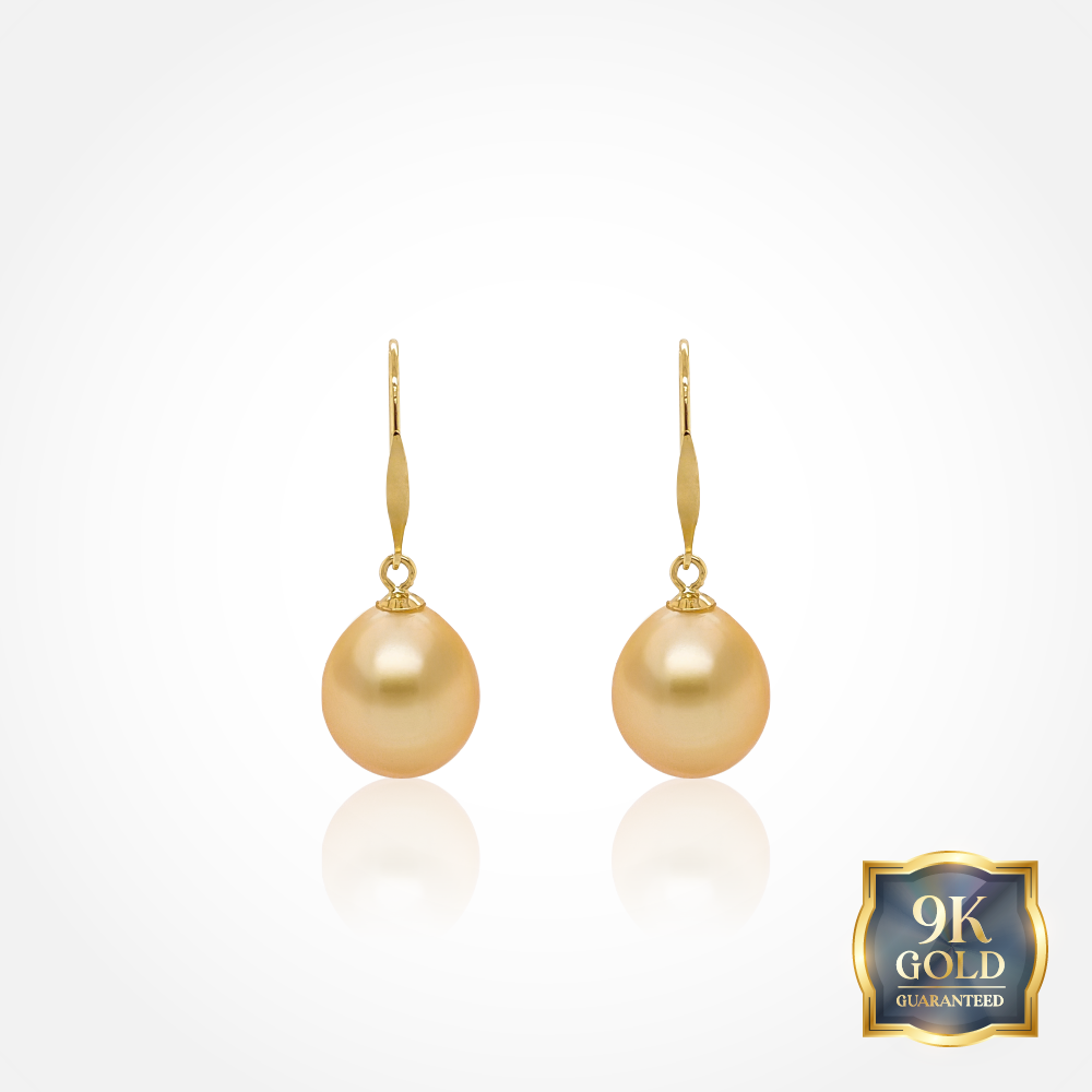 Sri Emas Golden South Sea Pearl Earrings in 9K Yellow Gold