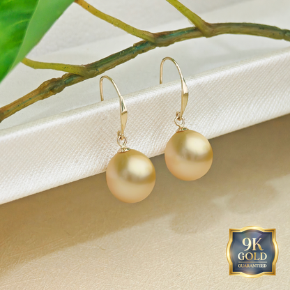 Sri Emas Golden South Sea Pearl Earrings in 9K Yellow Gold