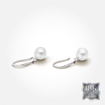 Purnama White South Sea Pearl Earrings in 18K White Gold