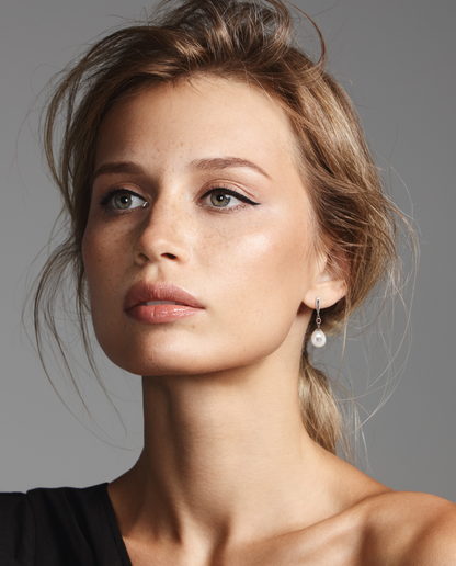 Pearl Drop & Garnet Earrings in 925 Silver