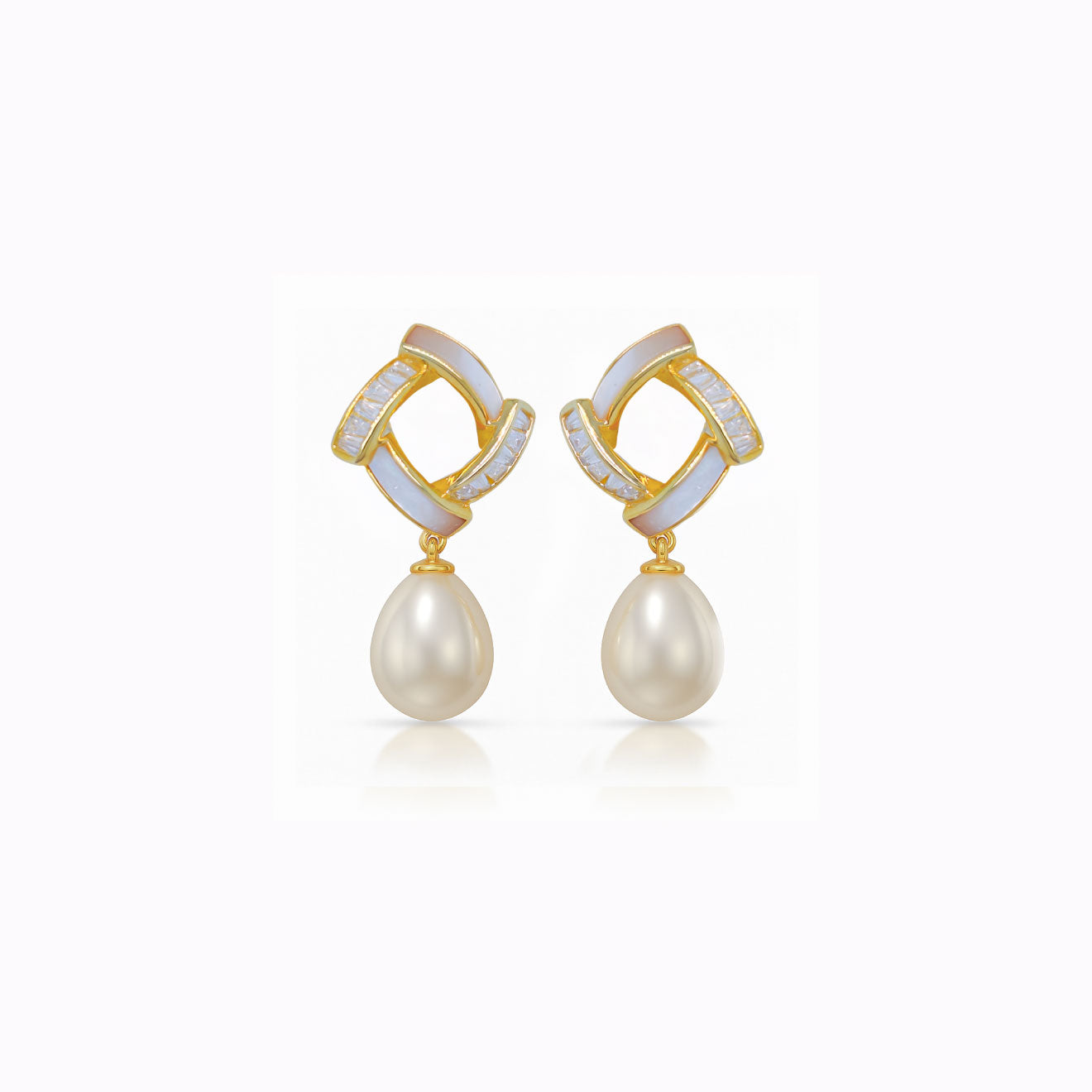 Twilight Glow 9-10mm Drop Earrings in 925 Silver