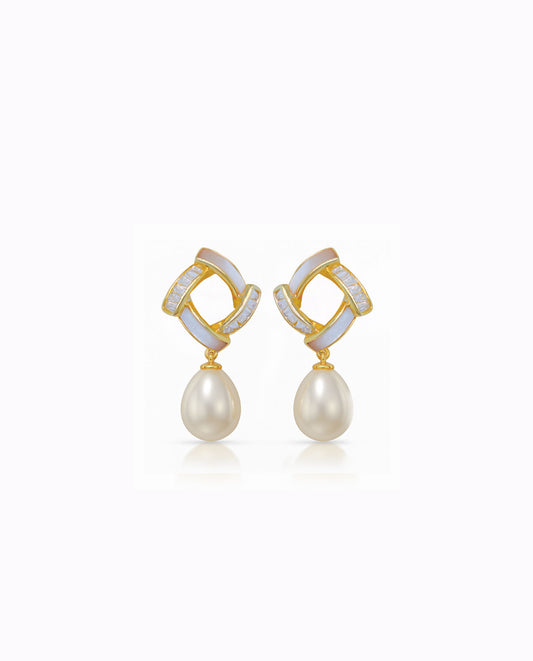 Midnight Glow 9-10mm Pearl Earrings Silver