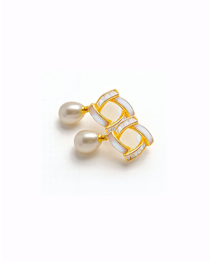 Midnight Glow 9-10mm Pearl Earrings Silver