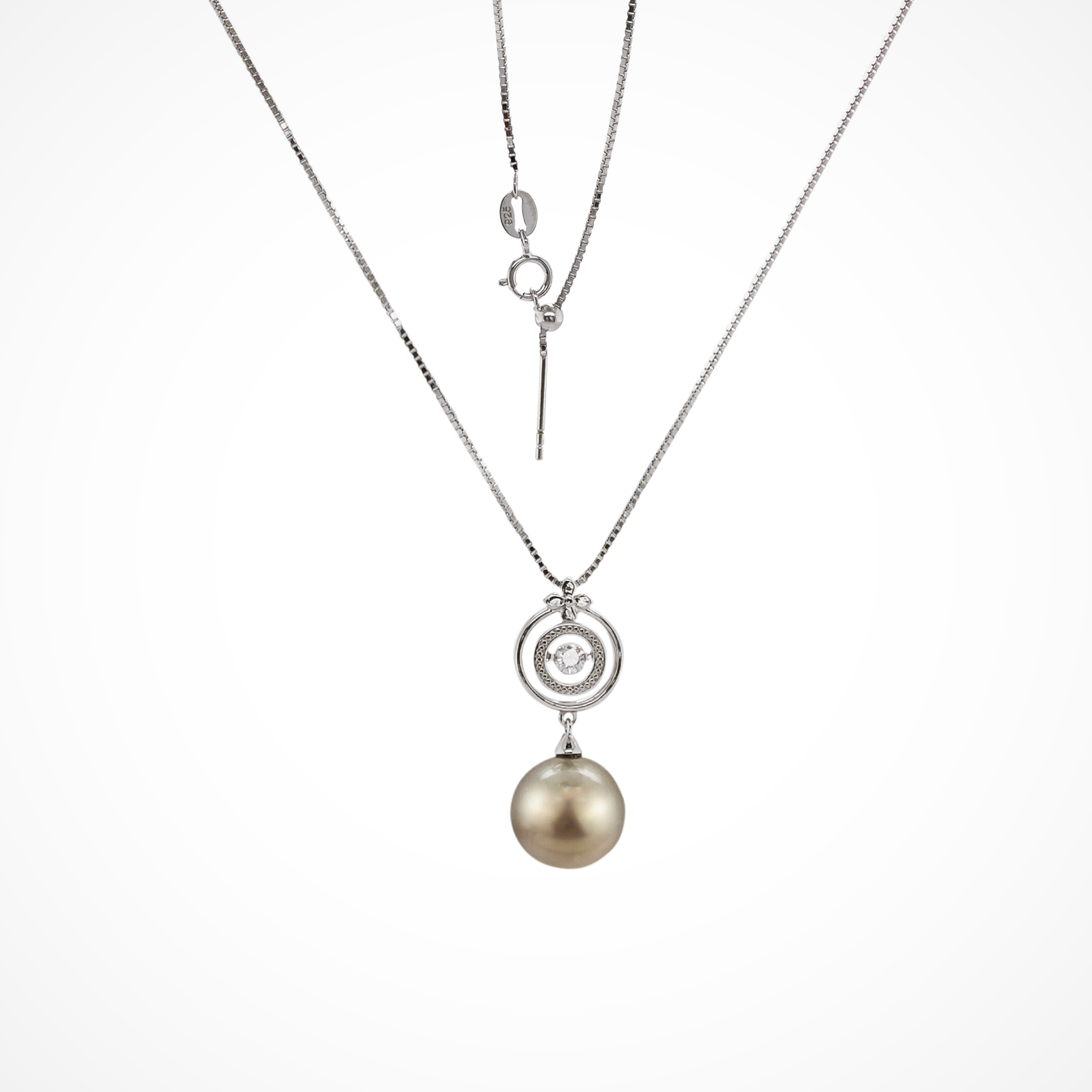 12-13mm Dancing Crystal Pendant 925 Silver