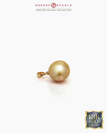 11-12mm Golden South Sea Pearl Pendant in 18k Gold
