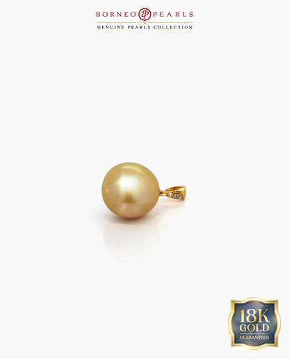 11-12mm Golden South Sea Pearl Pendant in 18k Gold