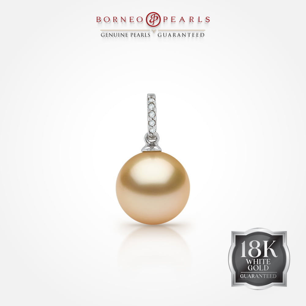 18k Golden South Sea 10-10.5mm Pearl & Diamond Pendant