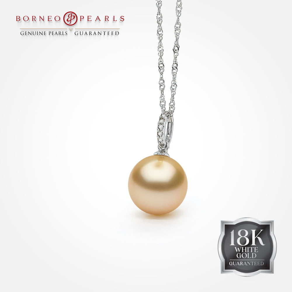 18k Golden South Sea 10-10.5mm Pearl & Diamond Pendant