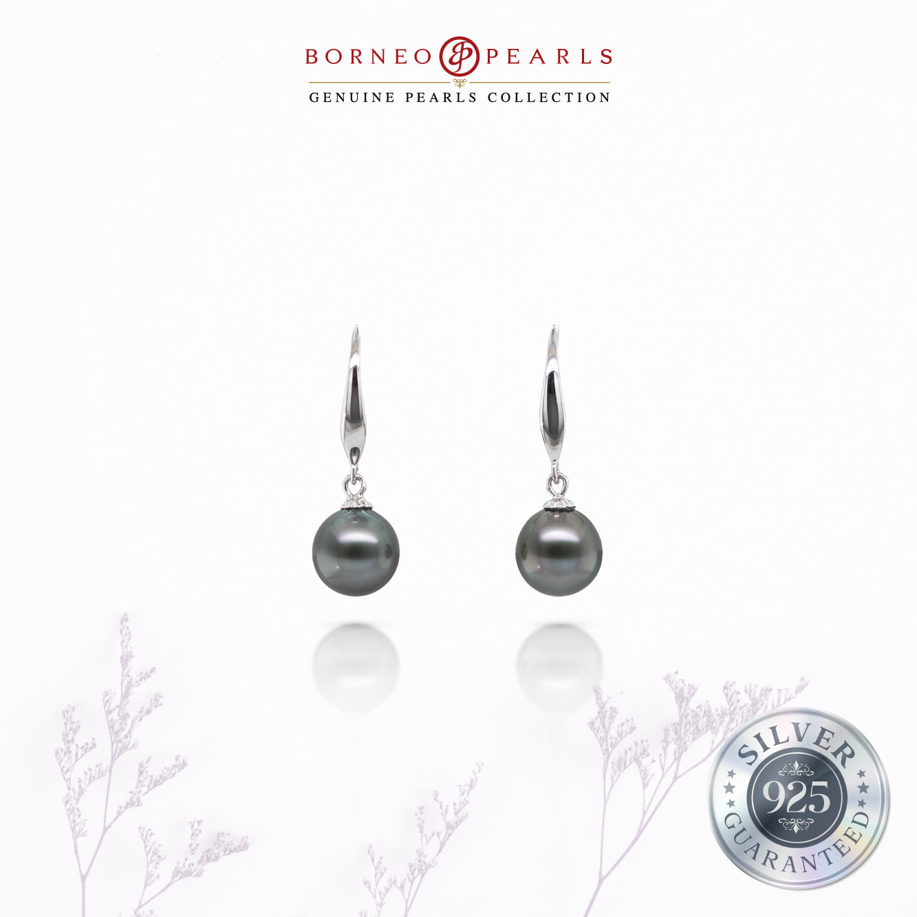 8-9mm Drop Tahitian Pearl Earring in 925 Silver