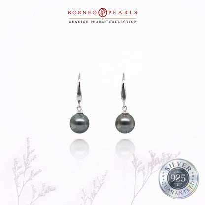 8-9mm Drop Tahitian Pearl Earring in 925 Silver