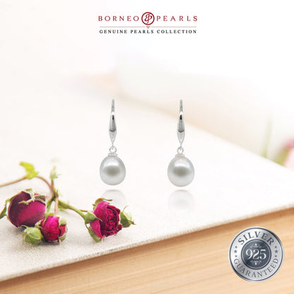 Classic Drop Pearl Earrings in 925 Silver