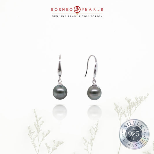 8-9mm Drop Tahitian Pearl Earring in 925 Silver