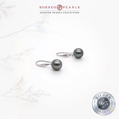 8-9mm Drop Tahitian Pearl Earring in 925 Silver