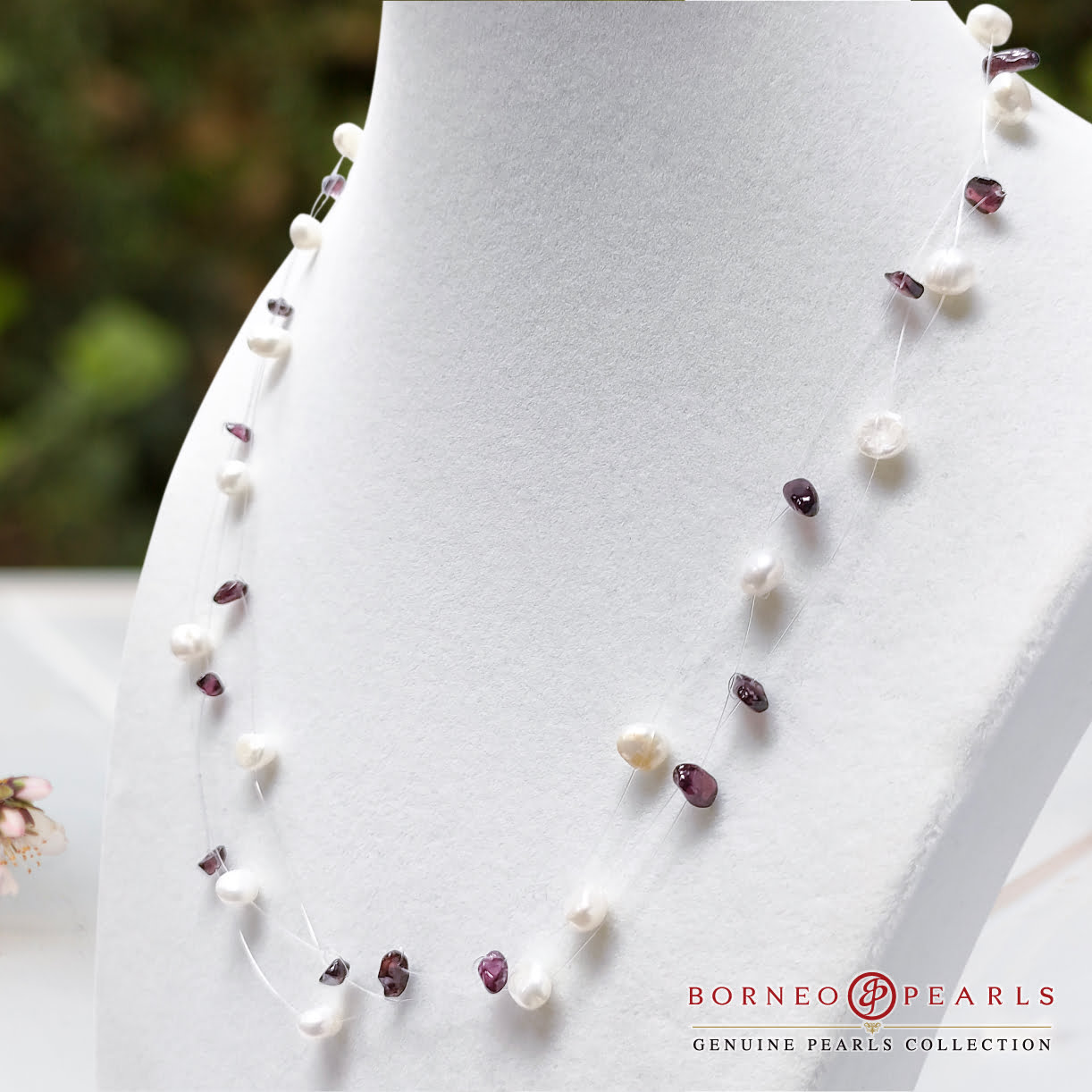 3 Strand Floating Pearl Necklace