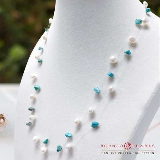 3 Strand Floating Pearl Necklace