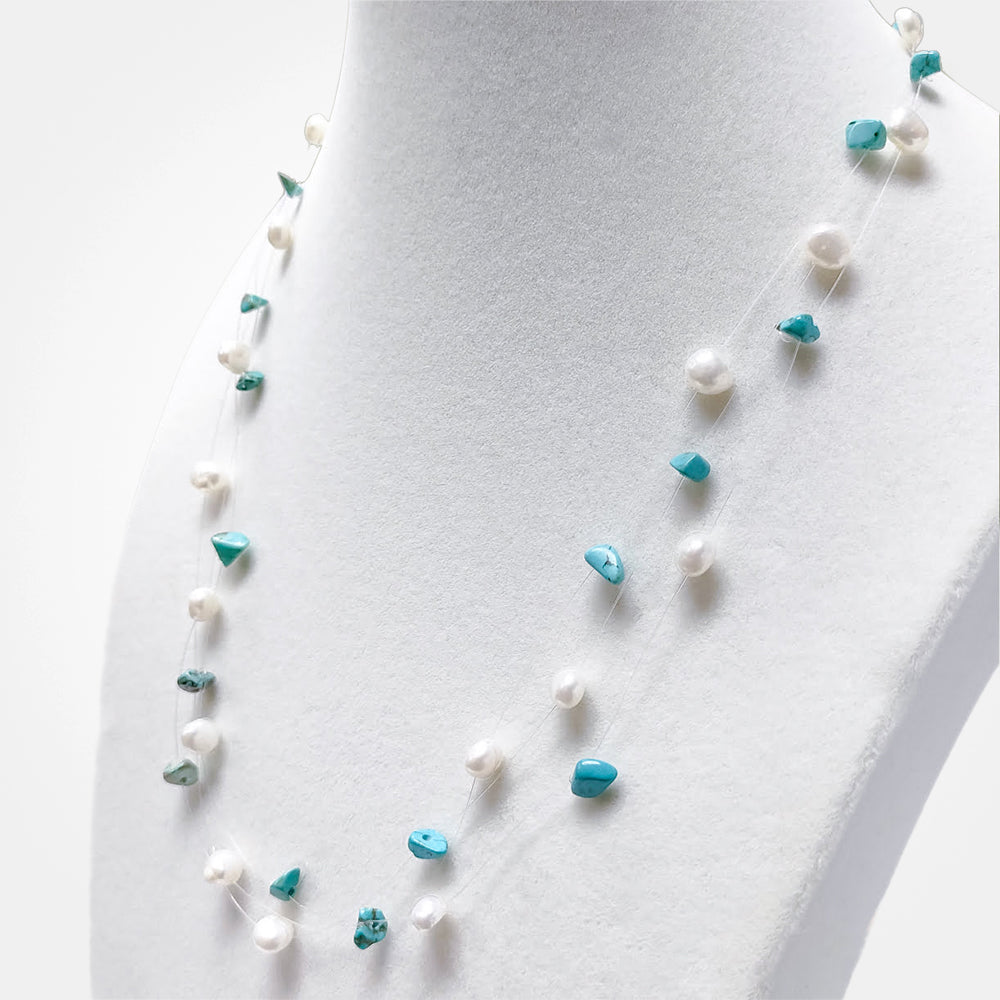Three Strand Floating Pearl Necklace