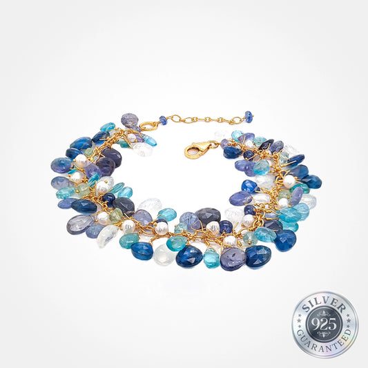 925 Silver Celestial Blue Gemstone Bracelet