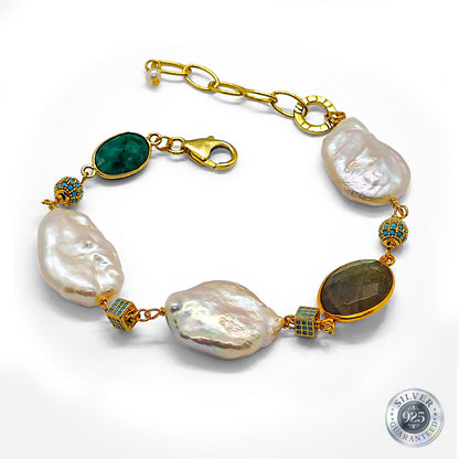 Aurora Gem Keshi Bracelet