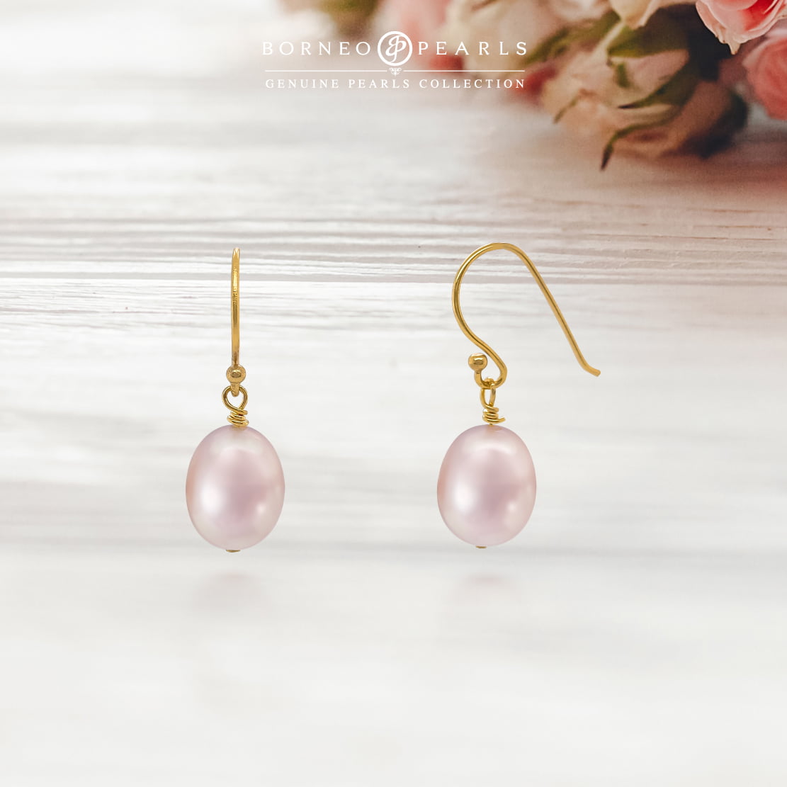 Gold Platted Pearl Drop Hook Earrings