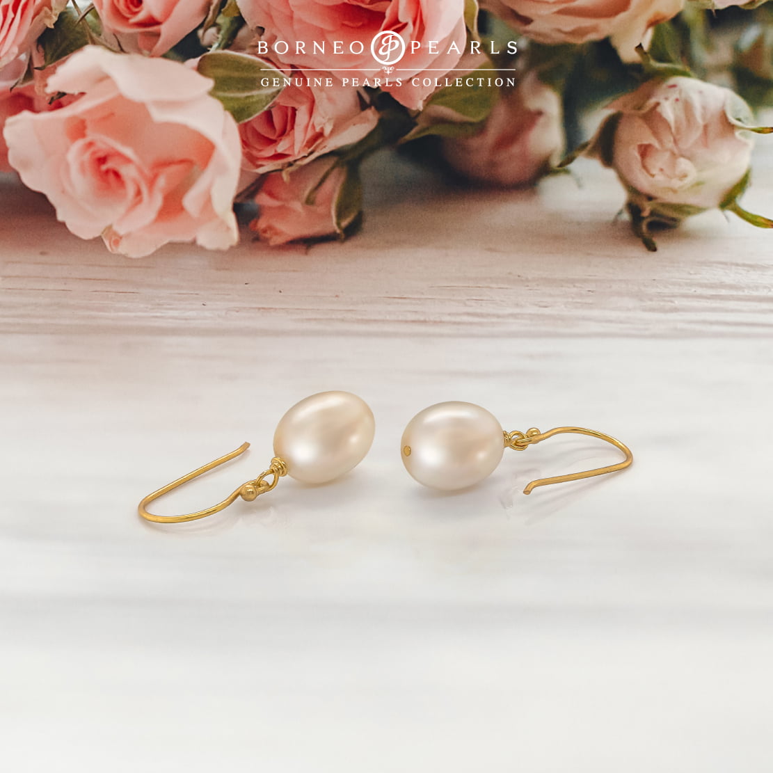 Gold Platted Pearl Drop Hook Earrings