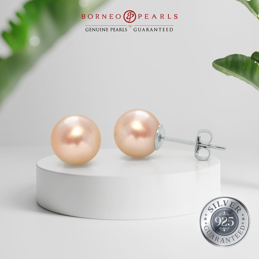 9-10mm Lustrous Round Pearl Stud in 925 Silver