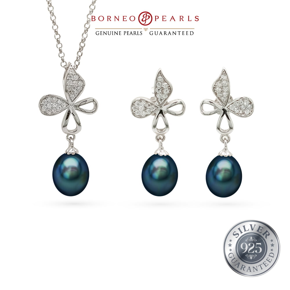 925 Silver Pearl Earring & Pendant Set - Grace