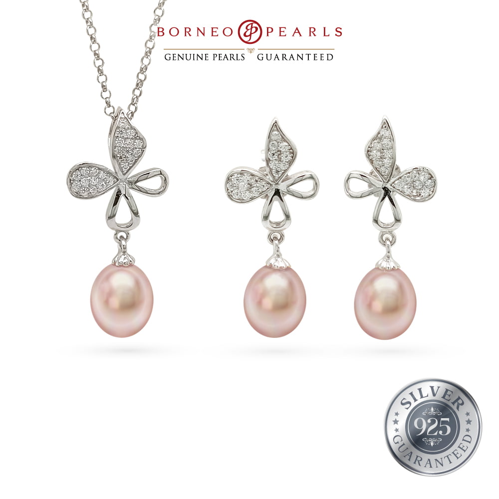 925 Silver Pearl Earring & Pendant Set - Grace