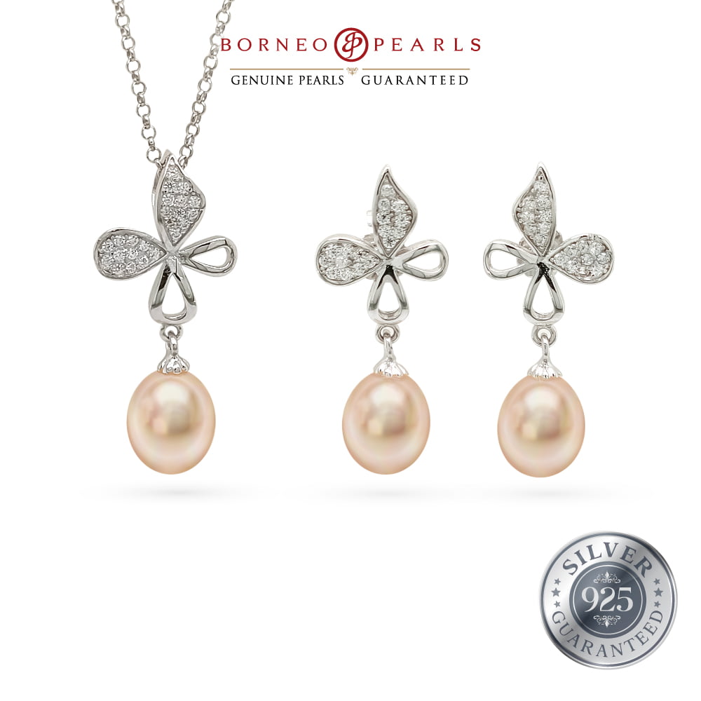 925 Silver Pearl Earring & Pendant Set - Grace